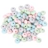 Linseformede silikonperler i pastellfarger