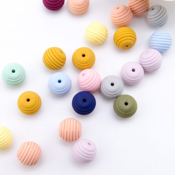Ribbed Round Silicone Beads - 15mm - Image 3