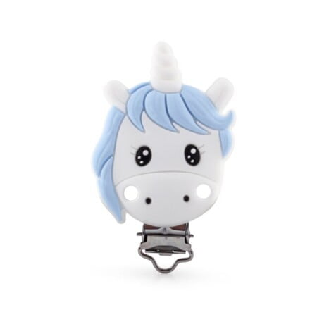 Silicone clip - Cute Unicorn - Blue
