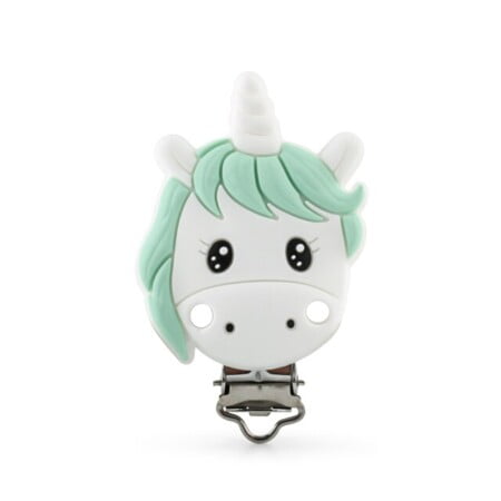 Silicone clip - Cute Unicorn - Mint