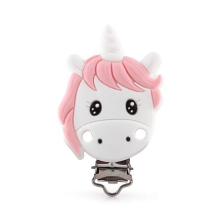 Silicone clip - Cute Unicorn - Pink