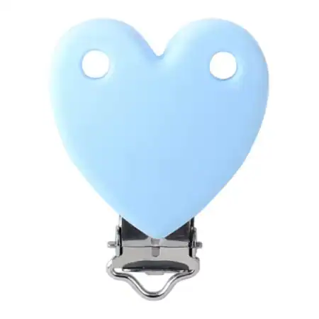 Silicone clip - Heart - Baby blue