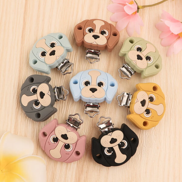 Silicone clips in the shape of dog heads